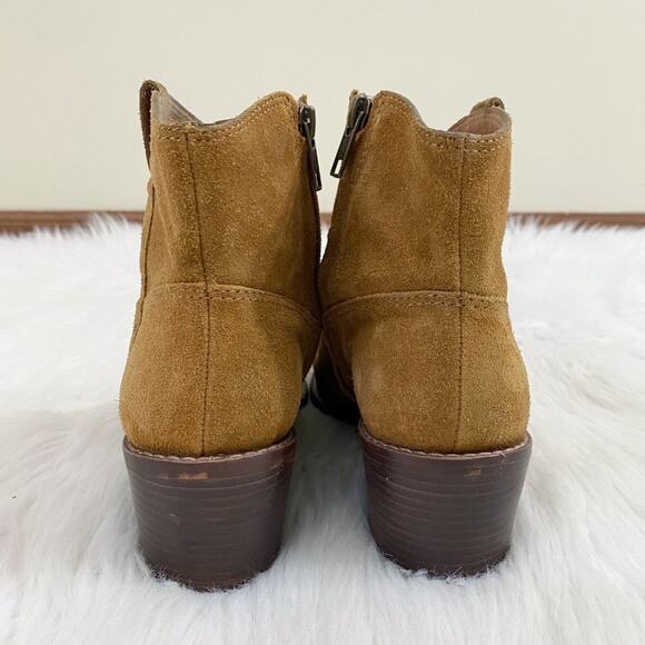 Madewell Tan Suede Western Style Ankle Boots Side Zip Made in Brazil Women's 7 - Picture 4 of 10